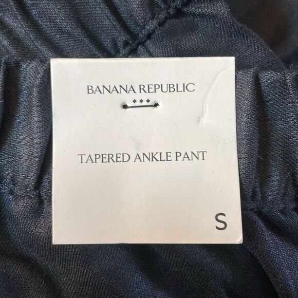 BANANA REPUBLIC Tapered Linen-Blend Pull-On Pant, Black, Size Small - Picture 7 of 9